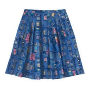 Cath Kidston Village Windows Bark Cloth Pleated Skirt